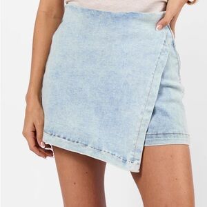 Light Blue Denim Wrap Skort